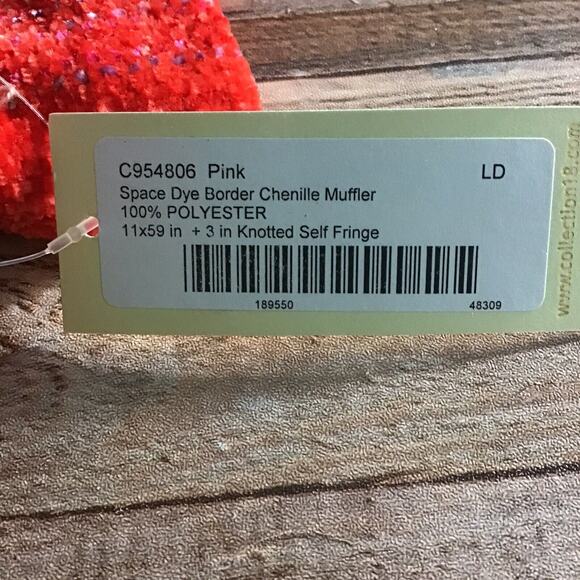 Collection 18 Women’s Pink Red Space Dye Chenille Muffler Scarf Fringe - Picture 3 of 12